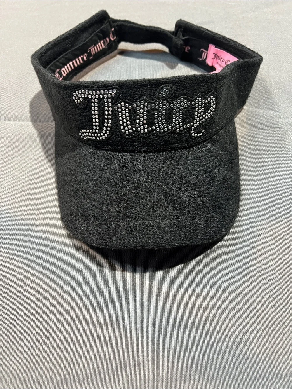Juicy Couture Black Terry Rhinestone Logo Kids Visor